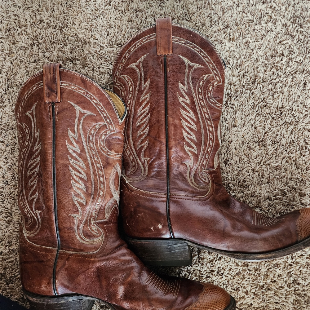 Tony Lama Rich Brown Western Boots - Picture 12 of 15